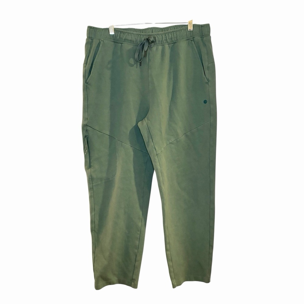 Zella Green Straight Leg Drawstring Activewear Pants Cargo Pocket Crop Size L